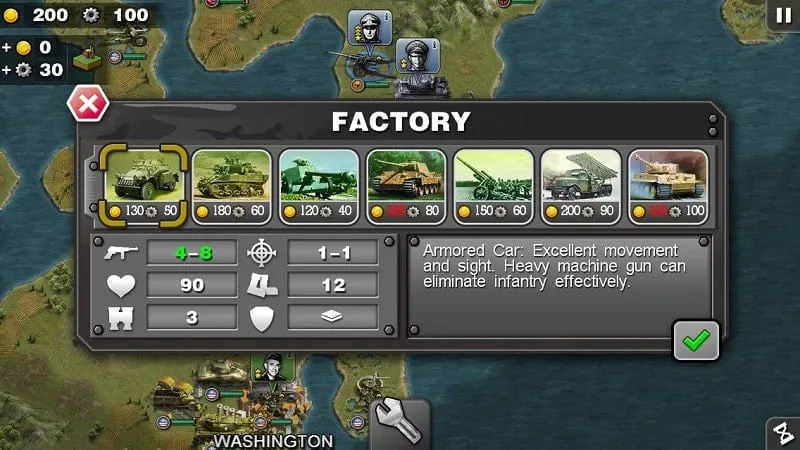 Gameplay Glory of Generals dengan medali tak terbatas.