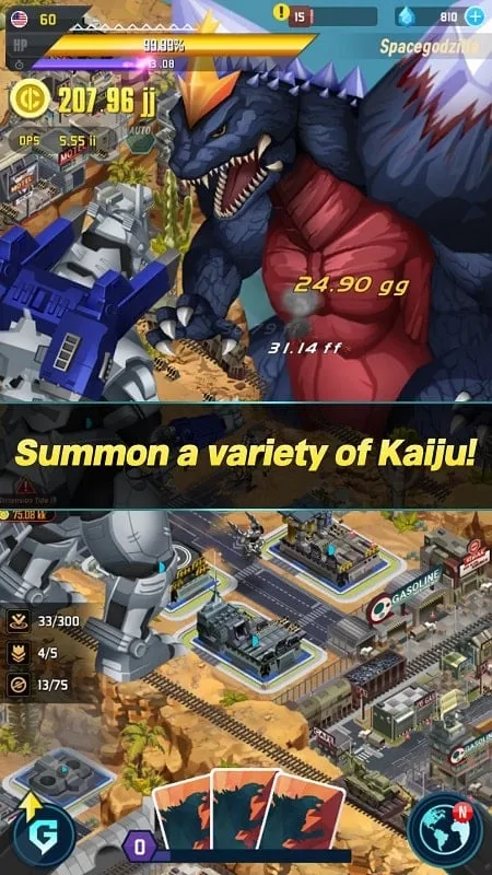 Godzilla Defense Force fighting Kaiju.