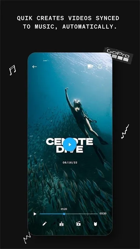 GoPro Quik mod showcasing video editing capabilities