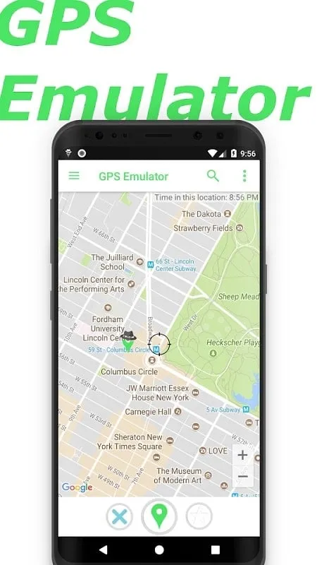 Interface do GPS Emulator mod mostrando recursos premium