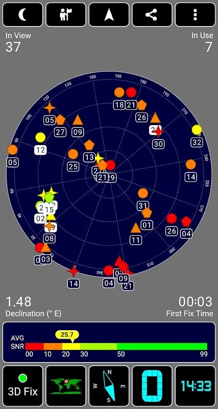 GPS Test Mod com várias telas de dados