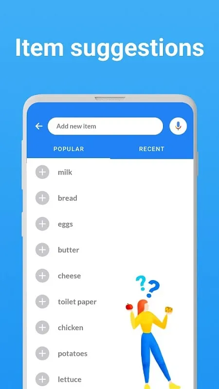 Grocery Shopping List Listonic mod displaying various categories 