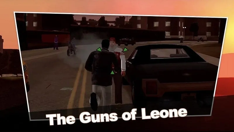 Screenshot gameplay GTA: Liberty City Stories menampilkan kendaraan yang dikustomisasi.