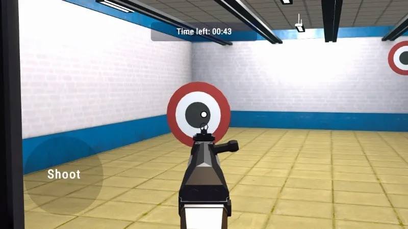 A screenshot of the Gun Shop Simulator game showcasing the shooting range.