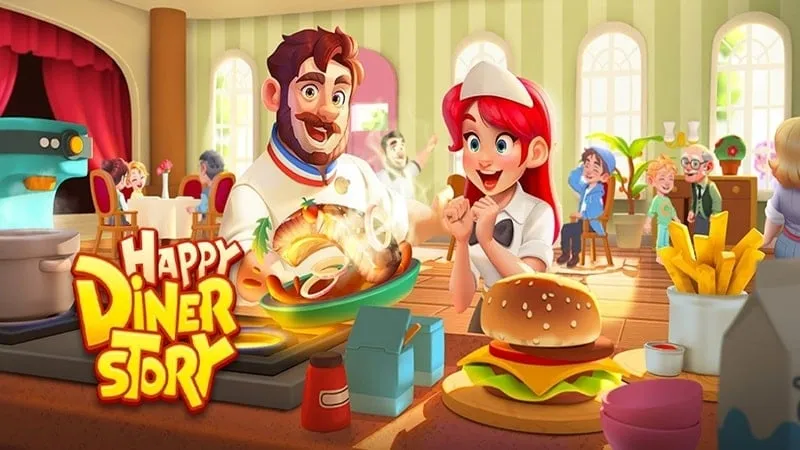 Tampilan antarmuka game Happy Diner Story.