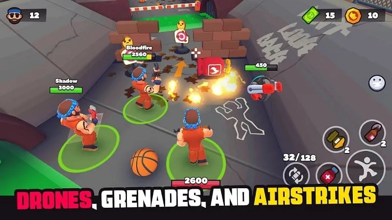 Gameplay screenshot showcasing the use of weapons in HAPPY ZONE.