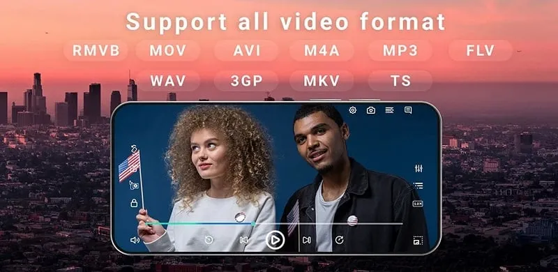 HD Video Player mod interface demonstrating premium features