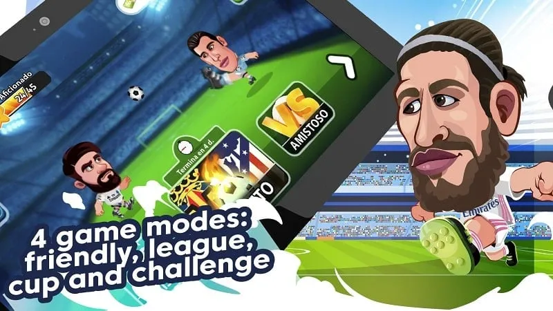 Gameplay do Head Football LaLiga 2023 com dinheiro infinito.