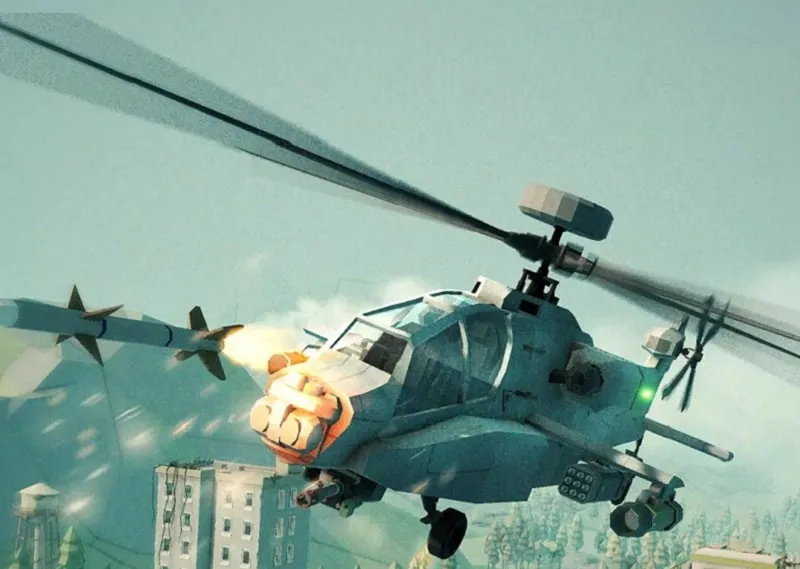 Main screen of Heli Attack on an Android device.