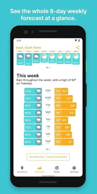 Tampilan unduhan aplikasi Hello Weather mod