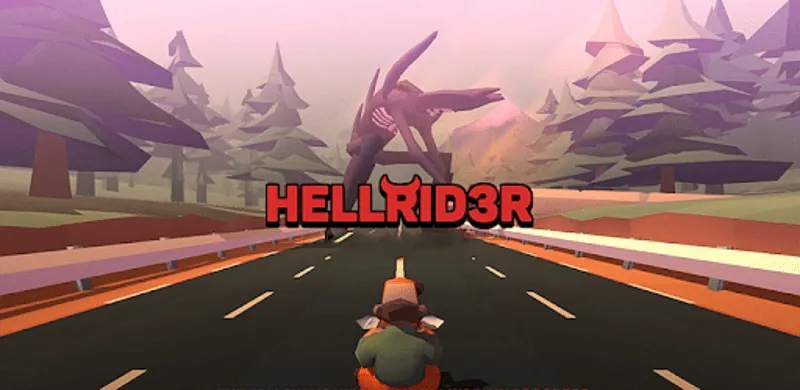 Main screen of the Hellrider 3 game on a mobile phone.