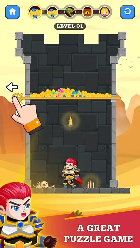 Gameplay screenshot showcasing the unlimited hearts feature in Hero Rescue.