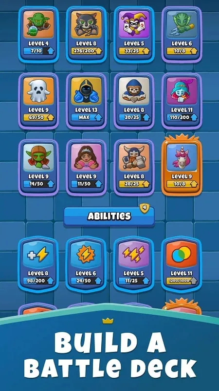 Upgrading cards in Hero Royale.