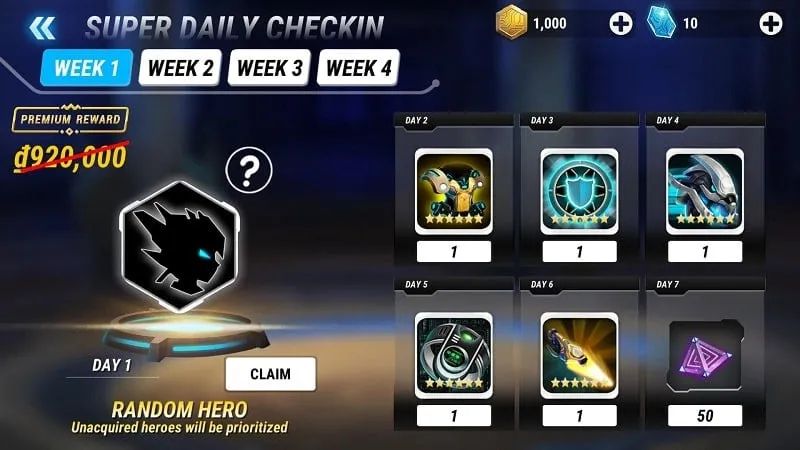 Tangkapan layar gameplay yang menunjukkan adegan pertempuran di Heroes Infinity Premium.