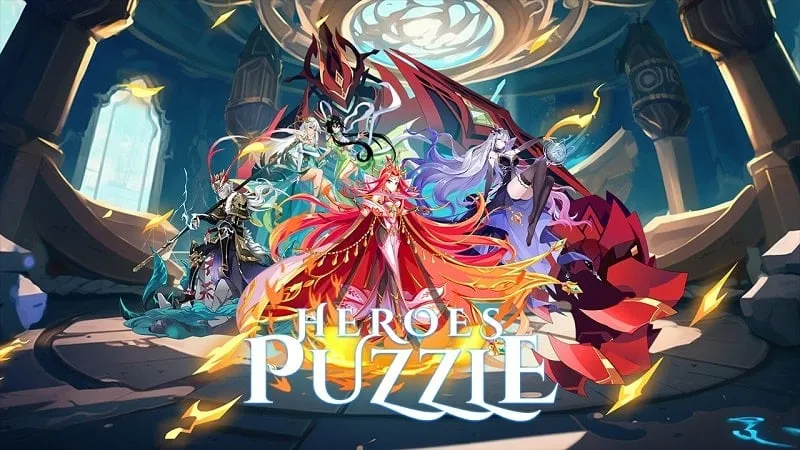 Screenshot of the game Heroes & Puzzles showing the character selection screen.