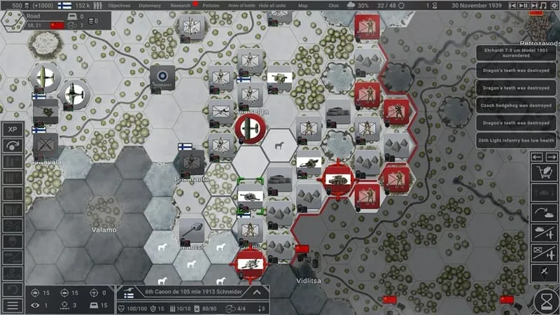 In-game screenshot of Hex of Steel showcasing the available units.