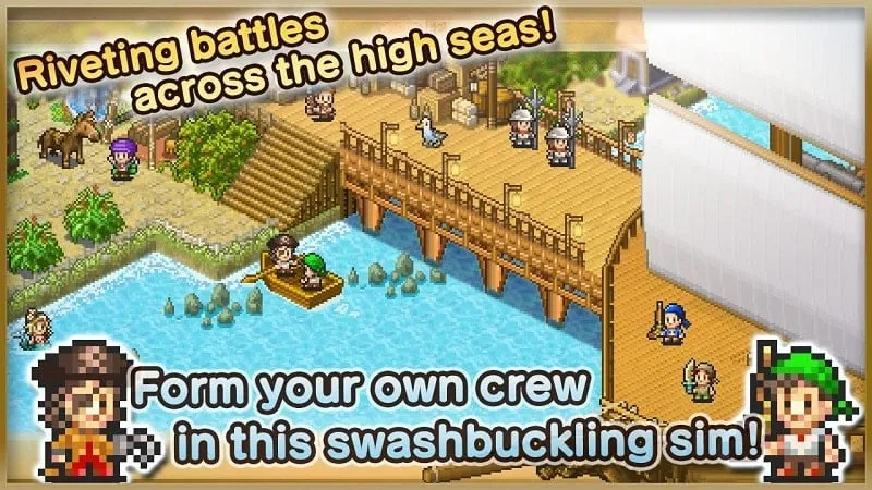 Ảnh chụp màn hình gameplay của High Sea Saga cho thấy một trận chiến trên biển.