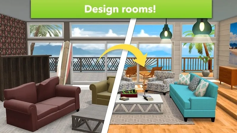 Example of a completed room design in Home Design Makeover.