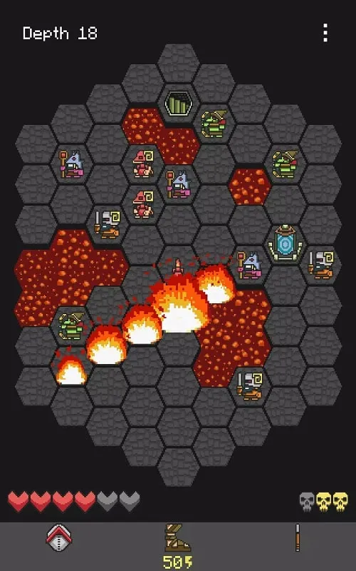 Depicting the in-game shop menu in Hoplite.