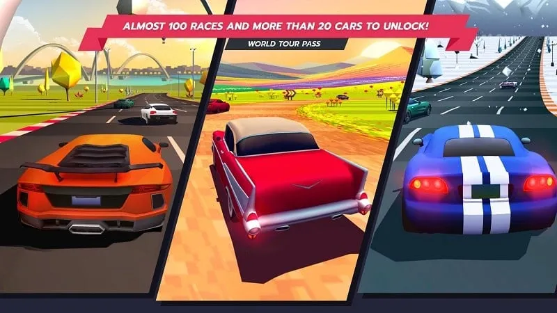 Variedade de paisagens e ambientes de corrida no Horizon Chase.