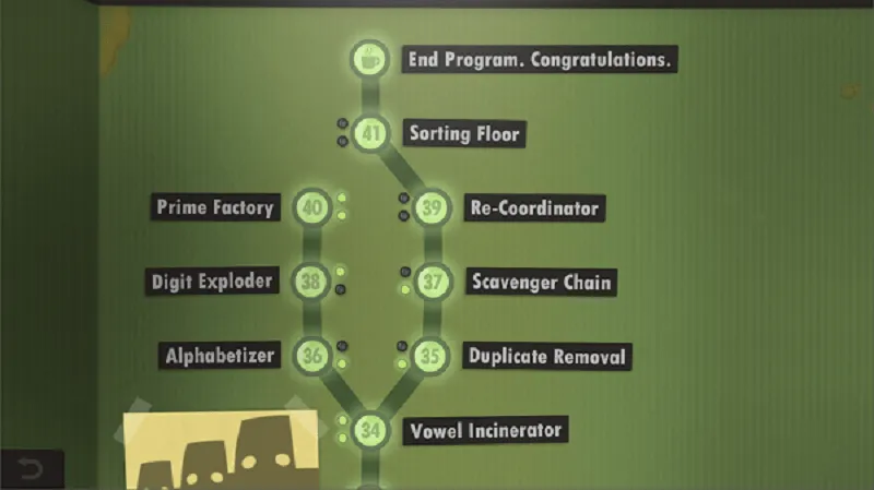 Tela de gameplay do Human Resource Machine.