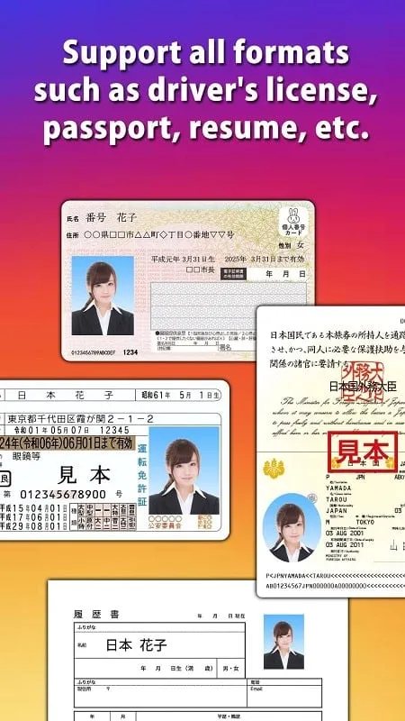 Giao diện ID Photo mod apk làm nổi bật các công cụ chỉnh sửa