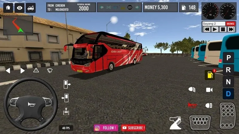 Captura de pantalla que muestra la función de dinero infinito en el IDBS Bus Simulator MOD.