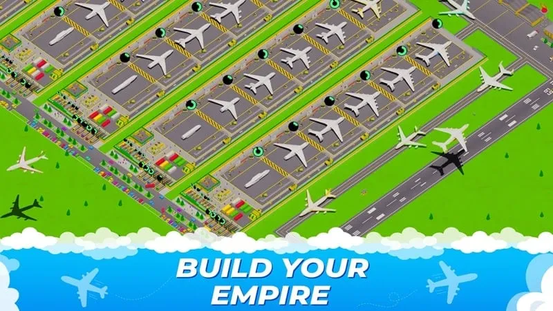 Tangkapan layar yang menampilkan berbagai model pesawat yang tersedia untuk diproduksi di Idle Airplane Factory Tycoon.