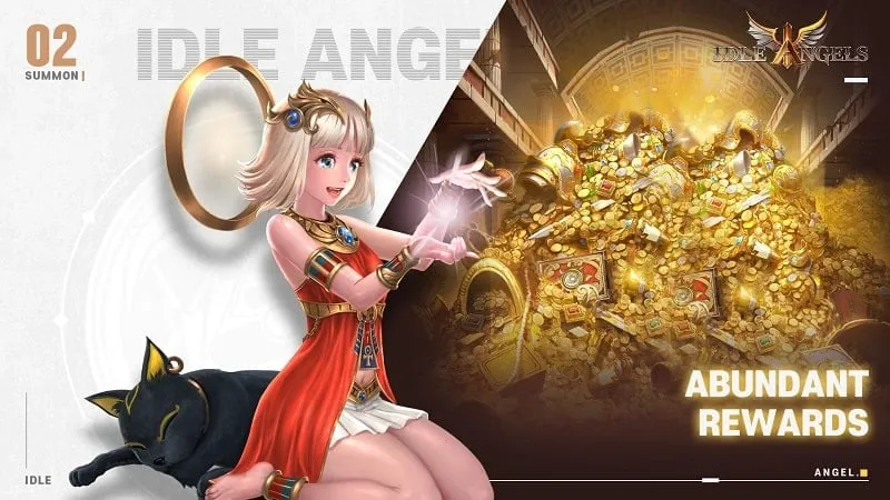 Giao diện menu mod trong game Idle Angels MOD APK với các tính năng hack.