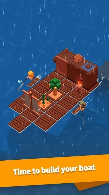 Character exploring the flooded world in Idle Arks.