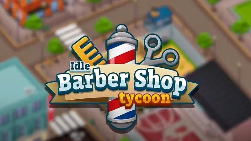 Barbearia movimentada no Idle Barber Shop Tycoon com vários barbeiros trabalhando e clientes esperando.