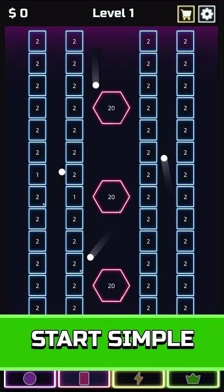 Navigating the main menu in Idle Brick Breaker.