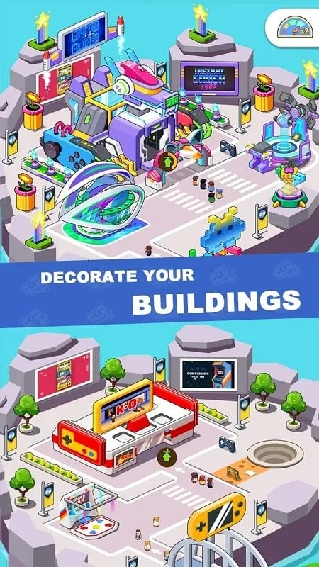 Opciones de construcción en Idle City Tycoon.