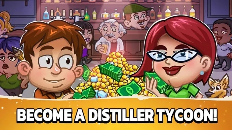 Giao diện game Idle Distiller Tycoon với tính năng nâng cấp miễn phí.