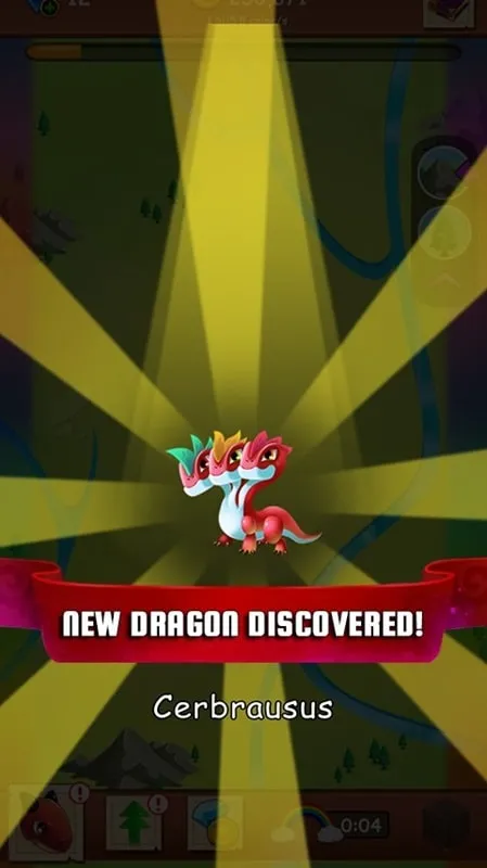 Screenshot gameplay Idle Dragon yang menampilkan mekanisme penggabungan naga.