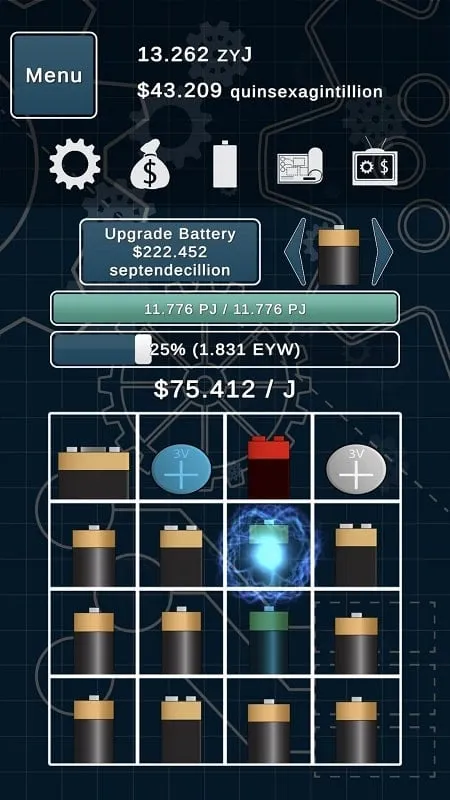 Dinero infinito en Idle Power MOD APK.