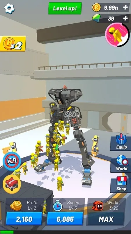 Upgrading equipment in Idle Robot Inc.