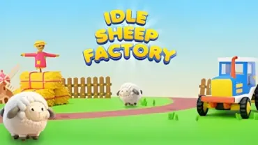 Main screen of the Idle Sheep Factory game on an Android device.