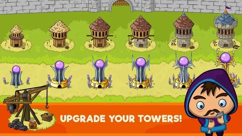 Comparison of standard gameplay versus gameplay with the Idle Tower Kingdom MOD APK highlighting the benefits of unlimited resources.