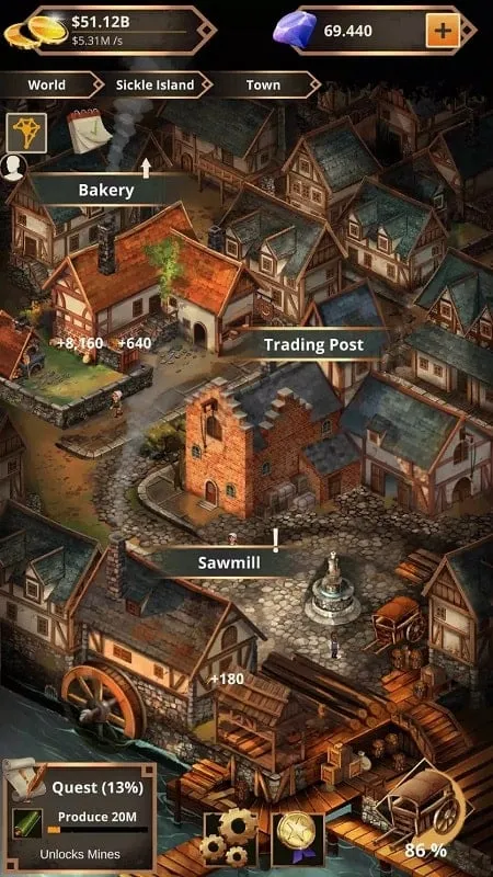 Ảnh chụp màn hình hiển thị giao diện quản lý tài nguyên của Idle Trading Empire.