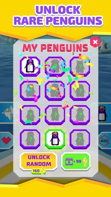 Various penguin costumes available in the Igloo Rush shop.