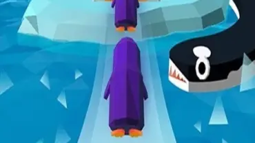 Launching penguins towards igloos in Igloo Rush gameplay.