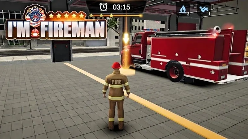 Bombeiro em ação de resgate no I'm Fireman.