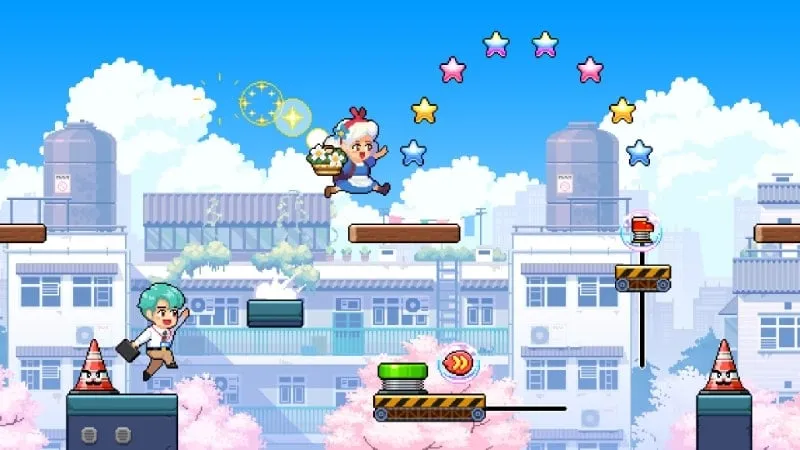 Obstáculos y poderes en el juego Infinite Jump.