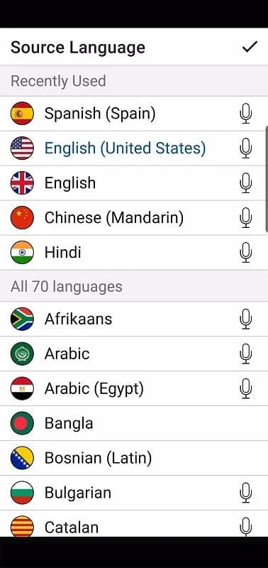 Instant Voice Translate showing audio playback option