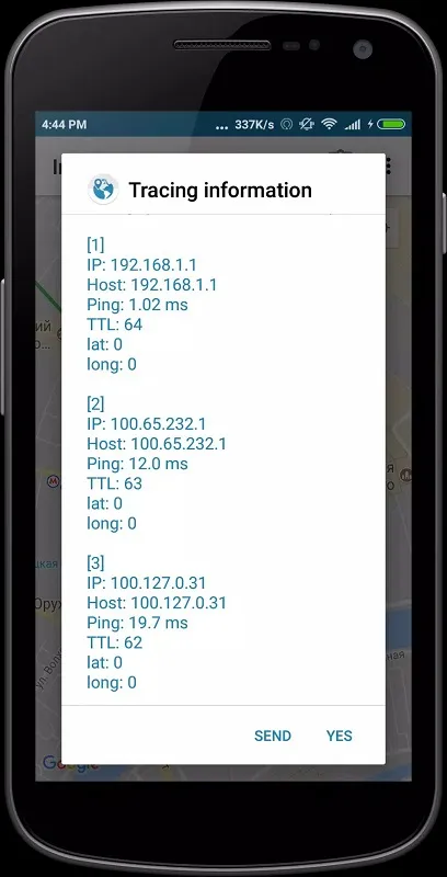 Intrace: Visual Traceroute mostrando rutas de datos en un mapa