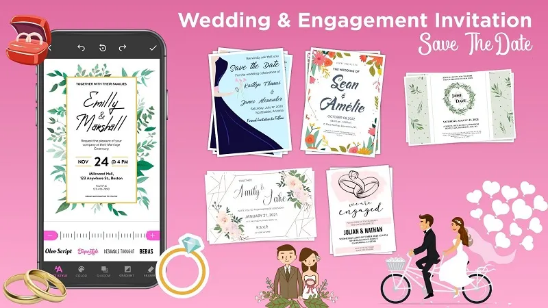 Using the design features in Invitation Card Maker mod