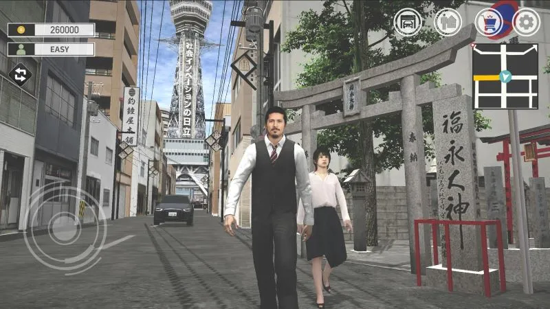 Tangkapan layar gameplay Japan Taxi Simulator yang menampilkan lingkungan kota dan kondisi lalu lintas yang detail.