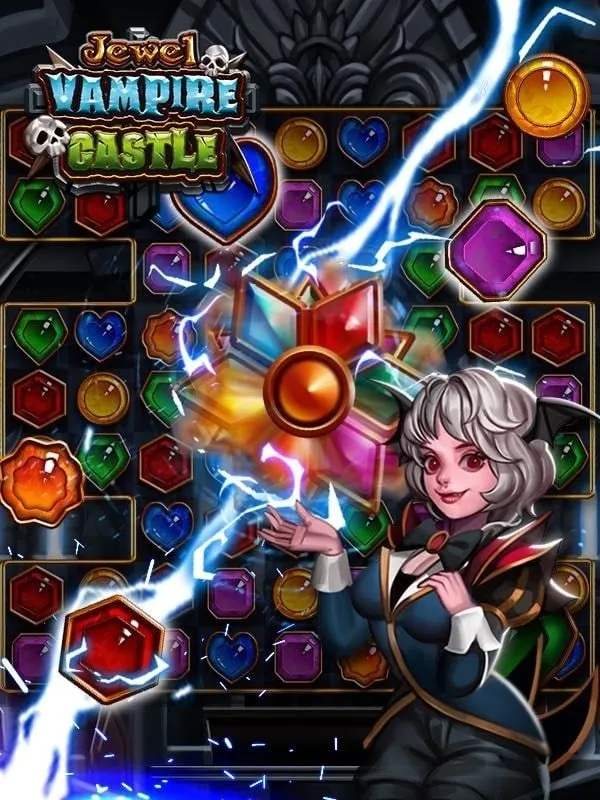 Print do jogo mostrando um nível desafiador em Jewel Vampire Castle.