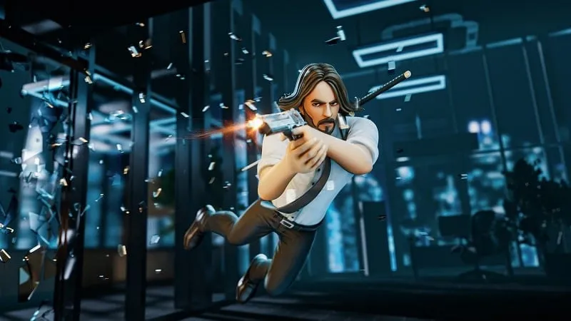 John Wick trong John Hero đang chiến đấu với nhiều kẻ thù trong một tòa nhà.